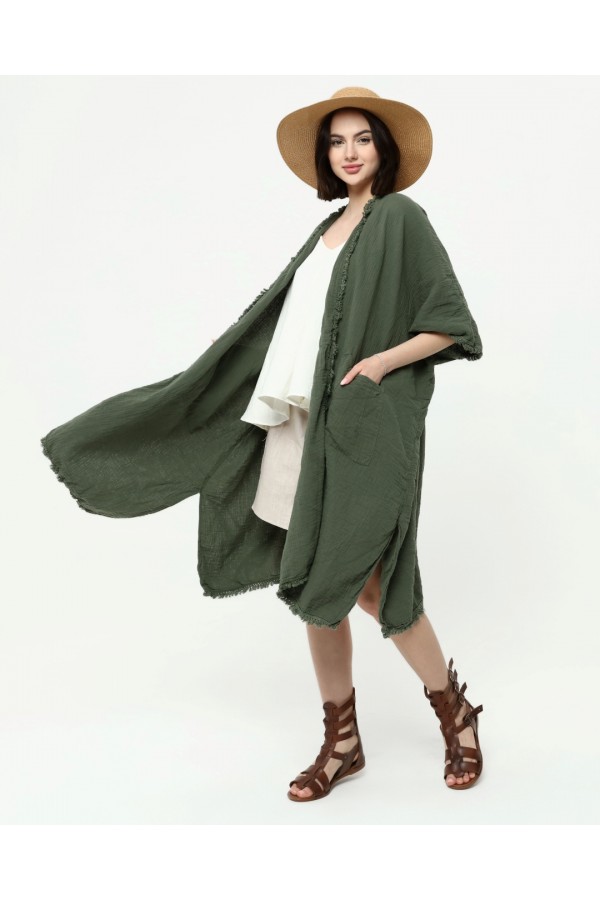 Yeşil müslin kadın kimono